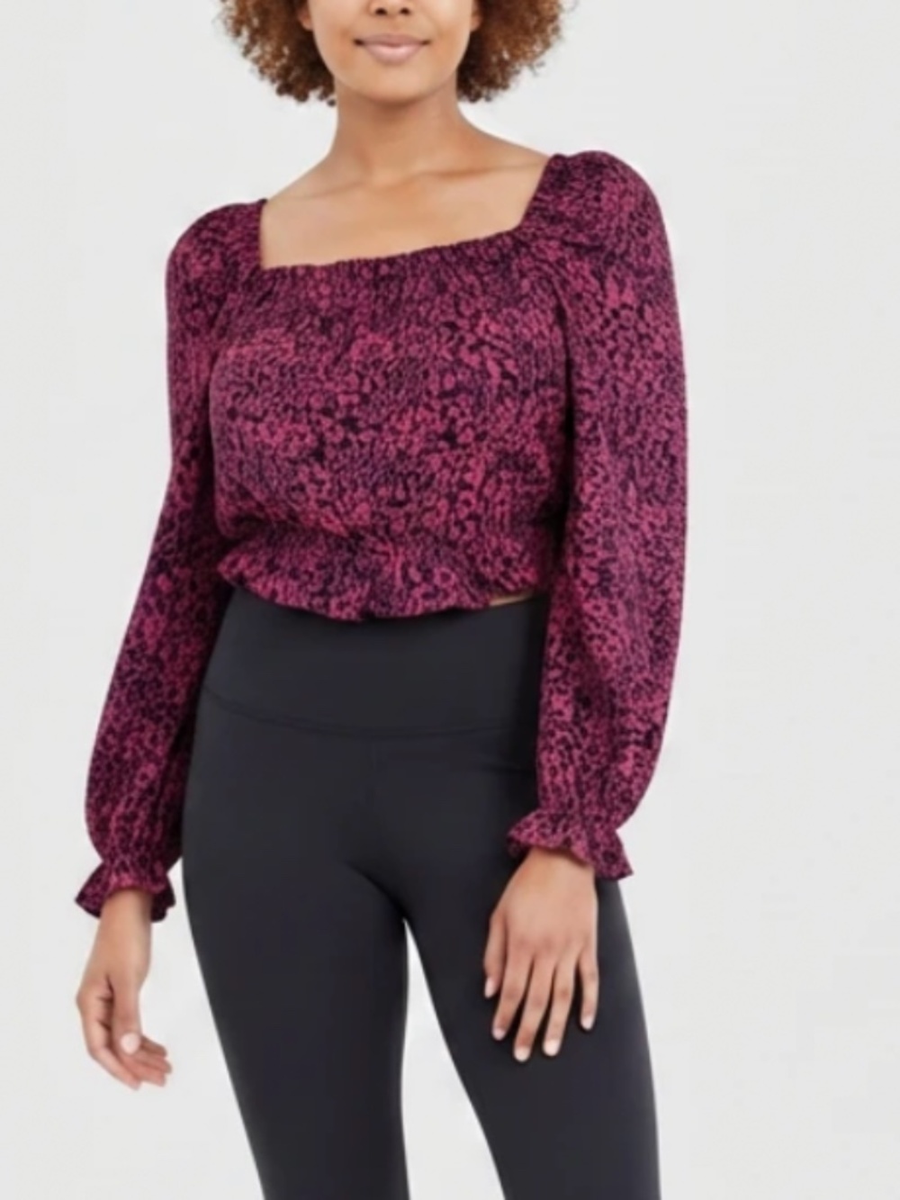 Buddy Love Off The Shoulder Red & Black Cheetah Print Cropped Top Blouse Size M